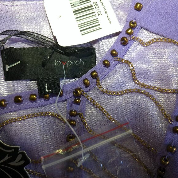 Iovposh, Purple long sleeve romper, with golden beads/fine chain details - Picture 13 of 16